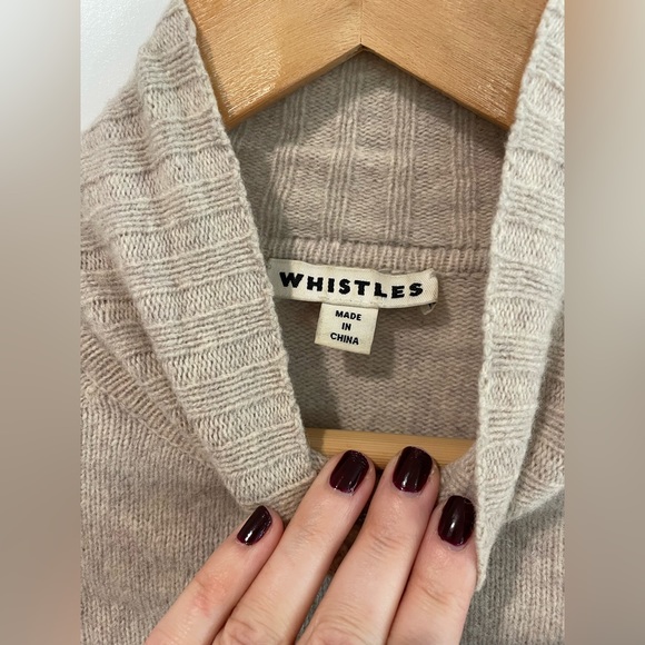 Whistles Merino Wool Striped Sweater Tan and Navy - Picture 5 of 7